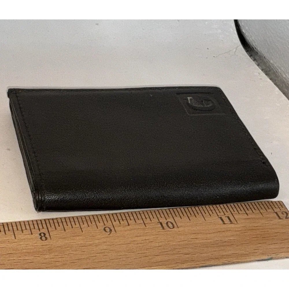 Genuine Leather Tri-fold Black ID Holder Photo Holder